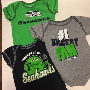 Seattle Seahawks Onesies -bundle of 3 - 0-3 Months